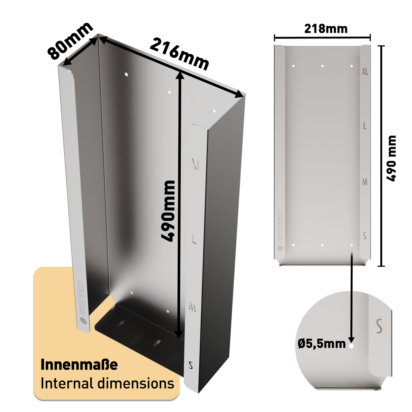 Handschuhhalter/Spender für Einweghandschuhe - 4 Fächer (S, M, L, XL) - Hochwertiger Edelstahl - Made in Germany (Solingen)